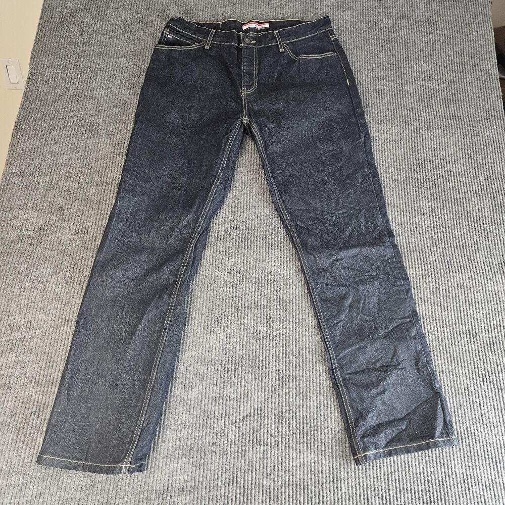 Tommy Hilfiger Jeans Mens 34x32 Dark Wash Straight Leg Denim Blue Classic Casual - Picture 2 of 14